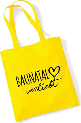 Produktbild von Huuraa Jutebeutel Baunatal verliebt 10 Liter Yellow Baumwolle Tasche Geschenkidee
