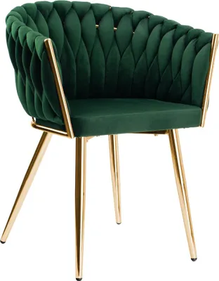 Immagine prodotto di Sedia in velluto intrecciato COFTON Oro Verde scuro
