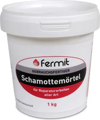 Produktbild von Fermit Schamottemörtel Temperaturbeständigkeit: über +1600°C und 4x Anzündwürfel aus Holzfaser und Pflanzenöl ca. 8 min Brennzeit (Schamottemörtel 1 kg)