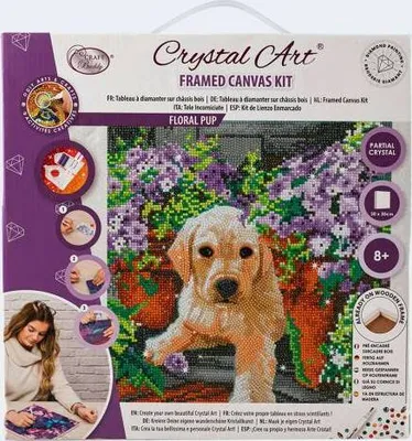 Produktbild von Crystal Art Kit Floral Pup 30x30cm auf Holzrahmen