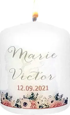Produktbild von Gastgeschenk zur Hochzeit "Blütenbordüre" personalisiert 60 x Ø 50 mm, 12 Stück