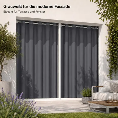 Produktbild von 1x Outdoor Thermovorhang gegen Kälte und Hitze – Türvorhang, wasserdicht, Verdunkelungsvorhang mit Ösen für Garten Terrasse, Fenstervorhang, 132x213cm