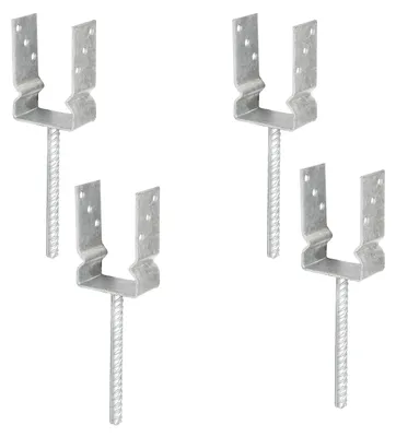 Produktbild von Alberts 4 x U-Pfostenträger zum Einbetonieren, Riffelstahl-Betonanker, 91x91 mm, feuerverzinkt