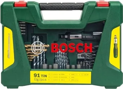 Produktbild von Bohrer- und Schrauber-Zubehör-Set, V-Line (91-teilig), TiN-Bohrer, mit Ratschenschraubendreher und Magnetstab, für Holz, Beton, Metall