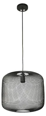 Image de Suspension luminaire cylindrique en métal - Noir - D 34 x H 115 cm