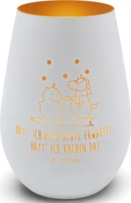Produktbild von Mr. & Mrs. Panda Garten Windlicht Einhorn Schneemann - Weiß - Geschenk, Glas, Weihnachten, Teelichthalter Gold, Laterne, Unicorn, Winter, Kuchen, Kerzenhalter, Schnee