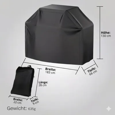 Image de Housse de barbecue XXL 183 x 66 x 130 cm - Housse de protection haut de gamme pour barbecue à gaz, noir