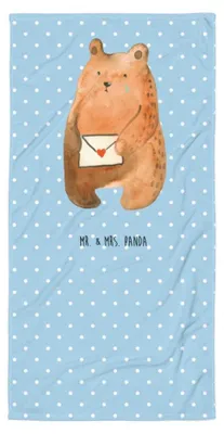 Produktbild von Mr. & Mrs. Panda Handtuch Bär Liebesbrief - Blau Pastell - Geschenk, Vermissen, Duschtuch, Sehnsucht, Freund, Großes Badehandtuch, Freundin, Teddy, Strandtuch, Partner