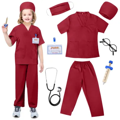 Imagen del producto de Traje de doctor para niños, con accesorios, talla S, para niños y niñas, a partir de 3 años, disfraz