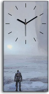 Produktbild von Wanduhr Uhr Wandbild Leinwand 30x60 Malerei Abstrakter Mensch Berge Kunst - schwarze Hände