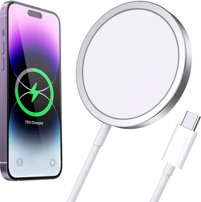 Zdjęcie produktu dla QIKtech szybka ładowarka bezprzewodowa indukcyjna Magsafe do IPHONE USB-C 1m (biała)