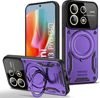 Produktbild von Rüstung Handyhülle für Xiaomi Redmi Note 13 Pro 5G Dual-Layer Ringhalter Ständer Hülle Lila