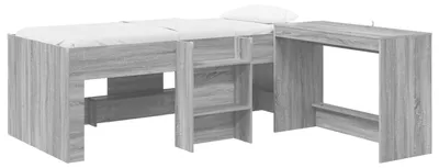 Image de Lit haut pour enfants avec bureau 2 pc Sonoma gris