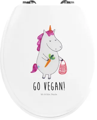 Produktbild von Mr. & Mrs. Panda Toilettenbrille Einhorn Vegan - Weiß - Geschenk, WC Brille, Veganer, Klo-Deckel, Gesund Leben, Rohkost, Klodeckel, Sitz, Veganismus, Unicorn, WC-Sitz