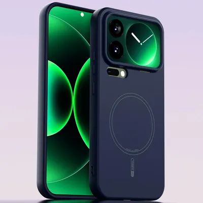 Produktbild von Magnetische Handyhülle für Xiaomi 17 Pro Max, MagSafe kompatible, Flüssig Silikon Stoßfest Kratzfest Hülle Dunkelblau
