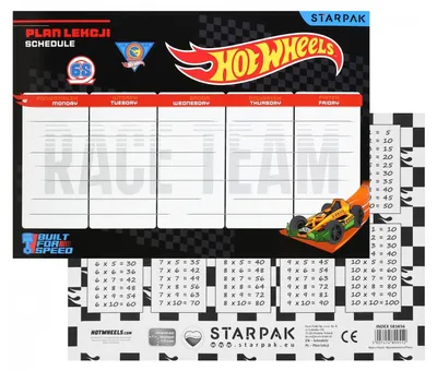 Immagine prodotto di Programma delle lezioni con tabella di moltiplicazione A5 Hot Wheels Starpak