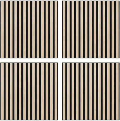Productafbeelding van Wandpaneelset, 4 stuks, 60 x 60 cm, MDF met 3D-lattenstructuur voor aan de wand