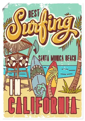 Produktbild von ARTland Poster Surfen in Kalifornien Größe: 70x100 cm