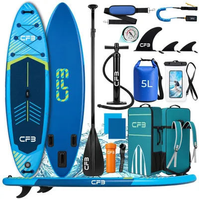 Produktbild von Stand Up Paddle Board 320x84x15 cm, Bis zu 160 kg, extra breites iSUP, Aufblasbares SUP-Board mit Paddel, Pumpe, Rucksack, für Anfänger und Erwachsene