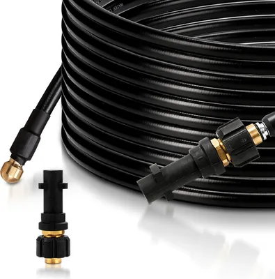 Produktbild von EINFEBEN 15m Rohrreinigungsset 180bar 60°C Rohrreinigungsschlauch für Kärcher Anschluss Bajonett Rohrreiniger inkl. Adapter geeignet für Hochdruckreiniger