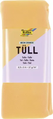 Zdjęcie produktu dla Folia z tkaniny tiulu, wymiary 500 mm x 3 m, kolor neonowy pomarańczowy