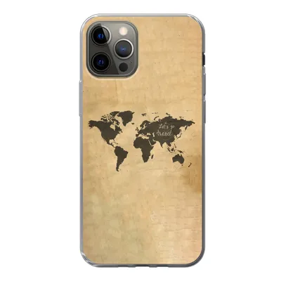Produktbild von MuchoWow® Handyhülle Schutzhülle Hülle für iPhone 13 Pro Weltkarte - Schwarz - Sprichwörter Silikon Softcase Handy Hülle - Handy-Tasche