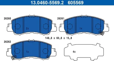 Produktbild von ATE Bremsbeläge Satz Vorne für MITSUBISHI Eclipse Cross (GK) 13.0460-5569.2