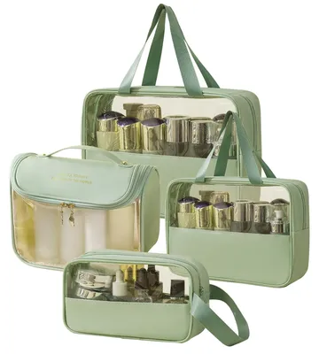 Produktbild von Transparente Reise Toilettasche - 4 Stück Wasserdichte Kosmetiktasche