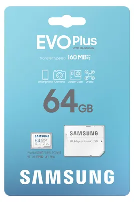 Zdjęcie produktu dla Samsung MB-MC64S, 64 GB, MicroSDXC, UHS-I, 160 MB/s, Class 1 (U1), V10