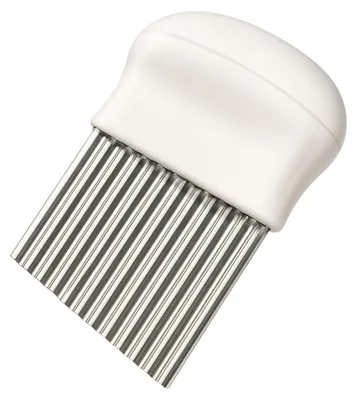 A white and silver wavy vegetable cutter.
