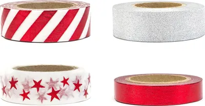 Productafbeelding van Zelfklevende decoratietape, mix van washi tape, cadeauverpakking, rood