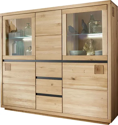 Produktbild von Highboard 166 cm breit in Eiche massiv geölt WINCHESTER-69