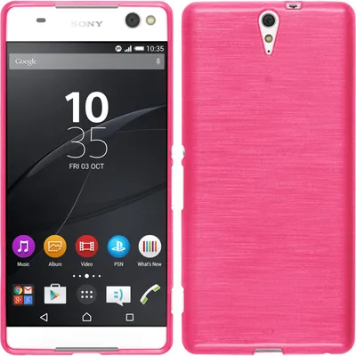 Produktbild von PhoneNatic Case kompatibel mit Sony Xperia C5 Ultra - pink Silikon Hülle brushed + 2 Schutzfolien
