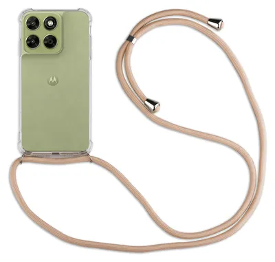 Produktbild von Handykette für Motorola Moto G67 / G77 Hülle mit Band Case Kordel in Beige / Braun