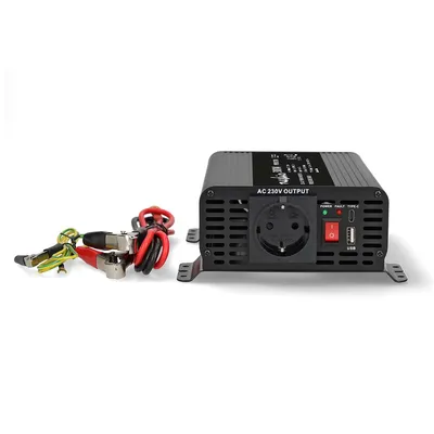 Produktbild von Nedis Power Inverter reine Sinus-Wellen - Eingangsspannung: 12 V DC - Geräteausgangsanschluss: Type F (CEE 7/3) / USB-A / 1x USB-C - 230 V AC 50 Hz - 300 W - Spitzenleistung: 600 W - Schraubklemme