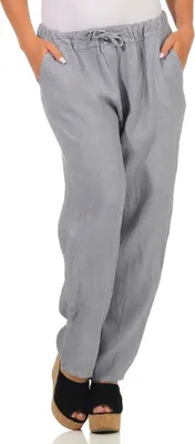 Produktbild von Mississhop 334 Damen Leinenhose Freizeithose 100% Leinen Hose elegante Stoffhose Grau S