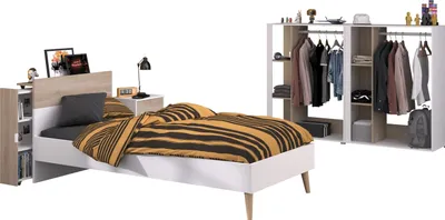 Produktbild von Jugendzimmer-Set >Aalborg 6< (5-teilig) in Weiße / Eiche Nachbildung