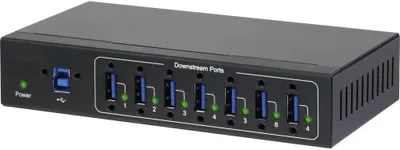 Produktbild von Renkforce RF-3513012 USB-Hub 7 Port USB-A USB 3.0 5 GBit/s für industrielle Anwendungen, zur Wandmontage Schwarz