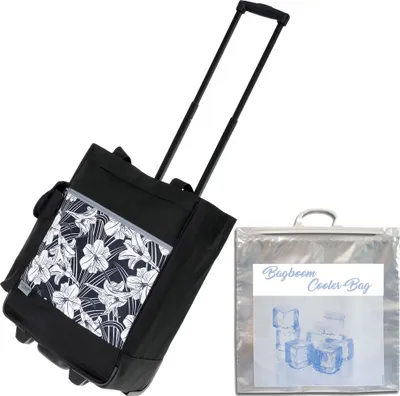 Produktbild von Einkaufstrolley Set Einkaufsroller Trolly Alessandro Pro Shopper stabiler Stand Einkaufstrolly Trolley 12895 New Flower Schwarz + Thermo Tasche