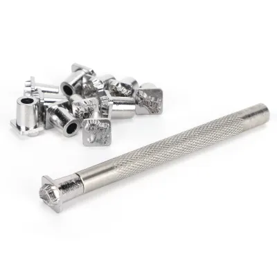 Image de Outil de poinçonnage, Outil de poinçonnage en cuir, Kit d'outils de poinçonnage, Outil de poinçonnage en acier allié, Outils de bricolage en cuir, Estampilleur en cuir
