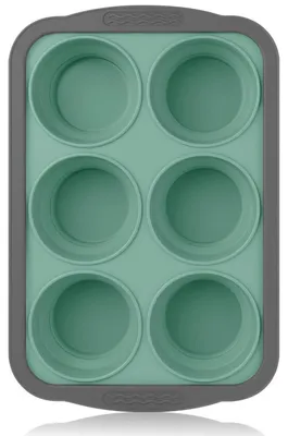 Immagine prodotto di Stampo in silicone per muffin, per 6 muffin, dimensioni 26 x 17 cm, colore blu-verde