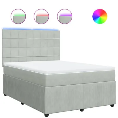 Produktbild von Boxspringbett mit Matratze Hellgrau 140x190 cm Samt