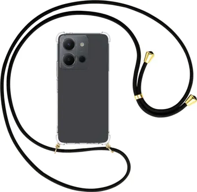 Produktbild von Handykette Backcover-Schutzhülle mit Band (Metall goldfarben) für vivo Y36 (6.64'') - schwarz