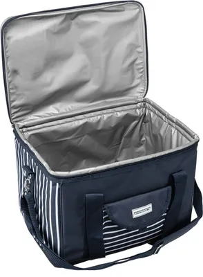 Produktbild von anndora Kühltasche XL 40 Liter AHOI mit Reissverschluss - Tragehenkel + Schultergurt - blau-weis-gestreift