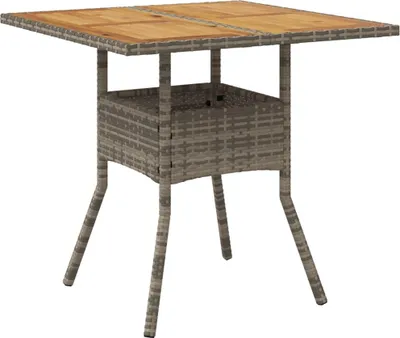 Produktbild von vidaXL Gartentisch mit Akazienholz-Platte Grau 80x80x75 cm Poly Rattan