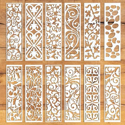 Image de 12 modèles de pochoirs pour peinture, réutilisables, pour meubles et décorations