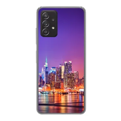 Produktbild von MuchoWow® Handyhülle Schutzhülle Hülle für Samsung galaxy a73 New York - Skyline - Lila Silikon Softcase Handy Hülle - Handyhülle