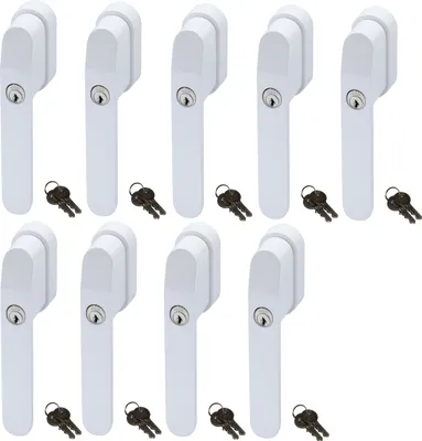 Produktbild von ABUS FG400 Abschließbarer Fenstergriff Weiß, gleichschließend im Set 9 Stück