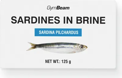 Produktbild von GymBeam Sardinen in Salzlake - Hochwertige Proteinquelle, Sardinen in Salzlake aus Marokko, 100 g enthalten 21,7 g Protein und 2,2 g Fett, praktische Verpackung, perfekt für Salate und Brotaufstriche
