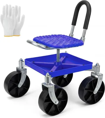 Imagen del producto de Silla de jardín con asiento giratorio de 360°, con altura ajustable de 51 a 61 cm, capacidad de carga de 150 kg, ideal para trabajos de jardinería